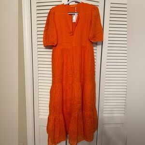Oliphant Sumset Orange puff sleeve maxi Dress